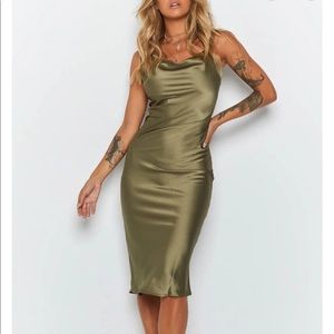 Beginning Boutique Midi Satin Dress